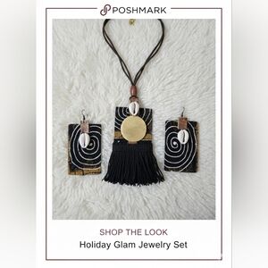 Handmade Mud Cloth Necklace & Earrings Set